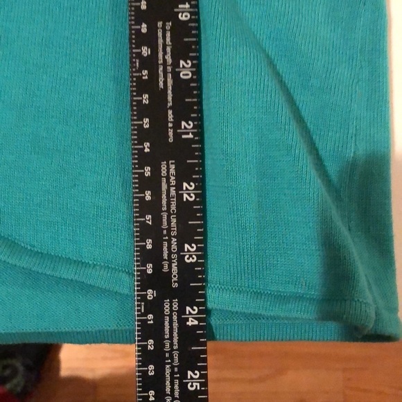 Bob Mackie size large Turquoise cardigan with Black Fringe - Picture 8 of 10